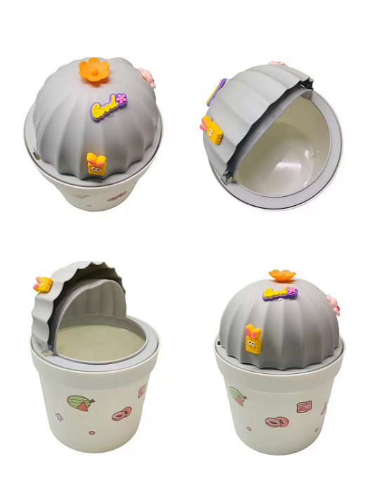 Mini Lixeira de Mesa Plástico com Adesivos HU54890