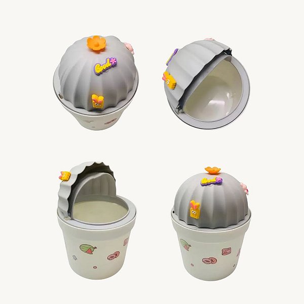 Mini Lixeira de Mesa Plástico com Adesivos HU54890