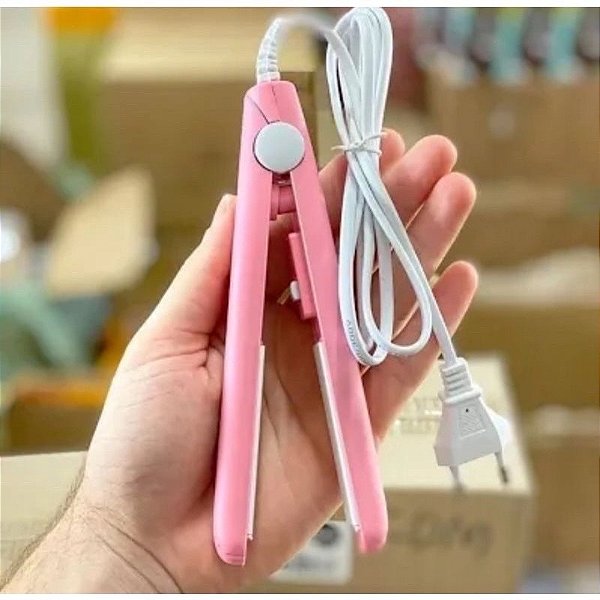 Mini Chapinha Prancha de Bolsa Portátil Cabelo Bivolt Estojo W1-31-2