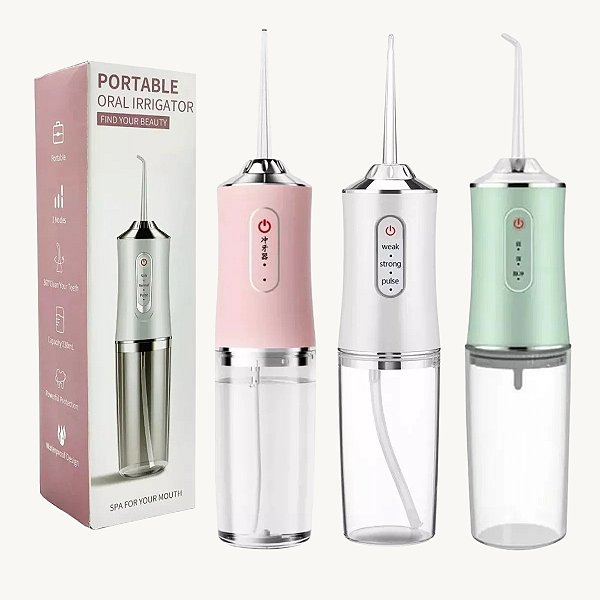 Irrigador Dental Oral Portátil Recarregável USB 220ml Floss Limpeza Bocal Jato Forte W1-12