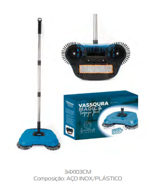 Vassoura Mágica Plástico Inox 34x103cm ULI013