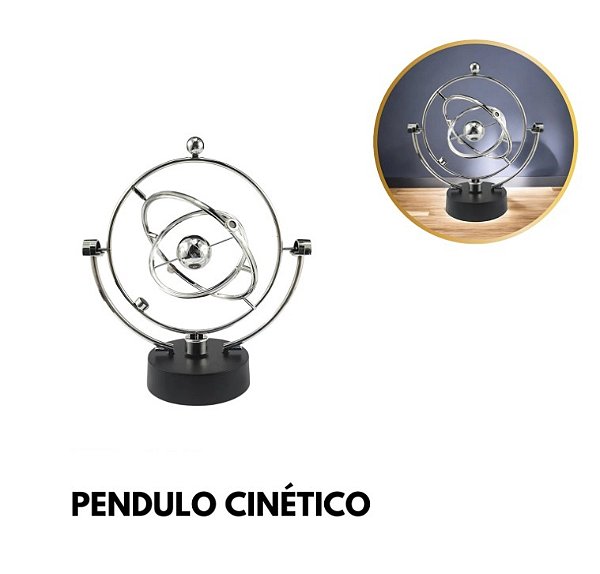 Pêndulo Cinético Newton Orbital Giratório, Decoração de Salas e Escritórios à Pilha HM6622