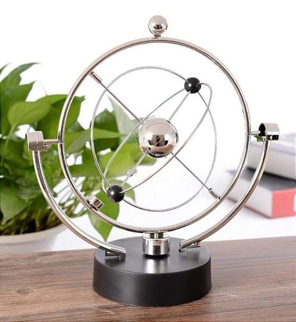 Pêndulo Cinético Newton Orbital Giratório, Decoração de Salas e Escritórios à Pilha HM6622
