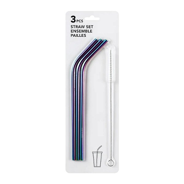 Canudo Inox Com Escova+Embal P/Trans - 4 peças HM0059/HM5511