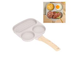 Frigideira Antiaderente para Ovos e Panquecas 3 Espaços - W1-85 Disponíveis nas Cores Branco e Preto na cor branca e preta