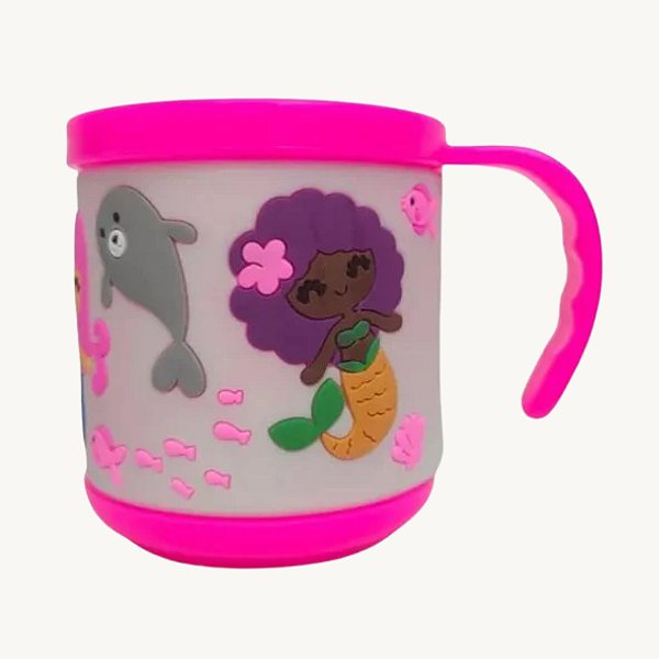 Copo Infantil com Detalhes em Alto Relevo Emborrachado 200ml - Cores Sortidas