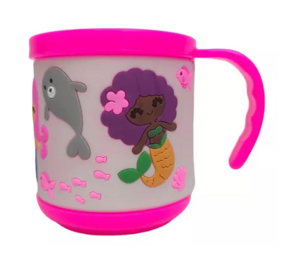 Copo Infantil com Detalhes em Alto Relevo Emborrachado 200ml - Cores Sortidas