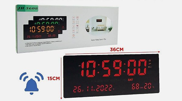 Relógio Digital de LED de parede ou de mesa Calendário HM5449 - Não vem controle