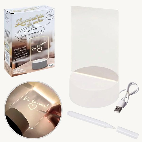 Luminária de Mesa com Tela para Escrever Art House