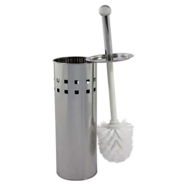 ESCOVA SANITÁRIA COM SUPORTE DE INOX/PLÁSTICO 10X37CM