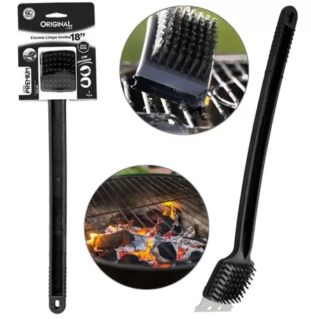 Escova de Aço para Limpar Grelhas Churrasqueiras com Raspador - Original - SL0175