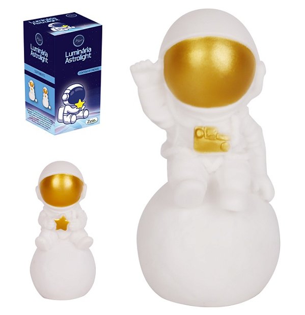 Luminaria Astronauta de Mesa a Bateria 13Cm Abajur Infantil
