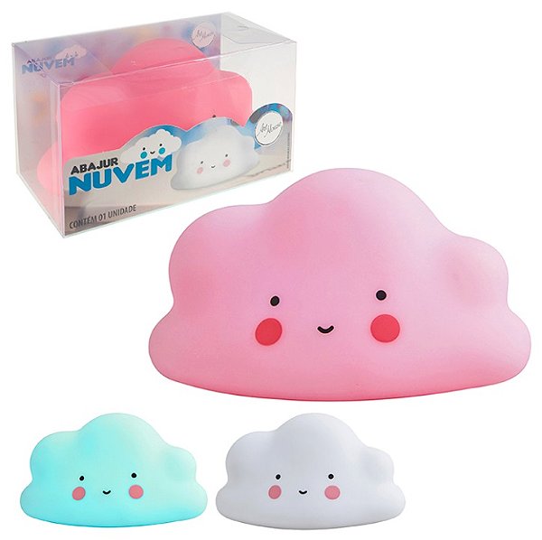 Luminaria Nuvem de Mesa a Bateria 15Cm Abajur Infantil Cores Sortidas