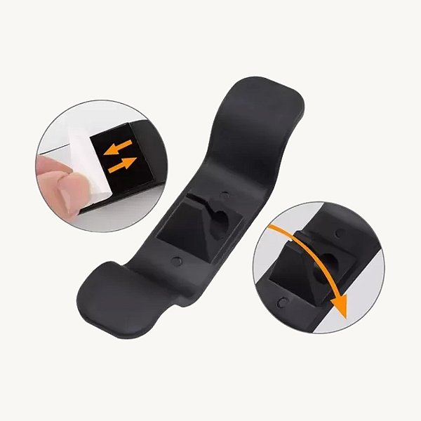 Organizador de Fios e Cabos com Adesivo 2 Peças Preto e Branco ZU