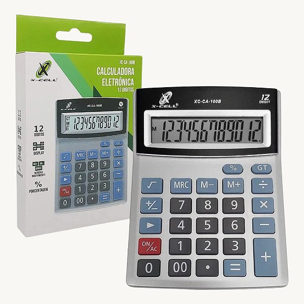 Calculadora Eletrônica X-Cell 12 Dígitos Bateria Interna - XC-CA-100B