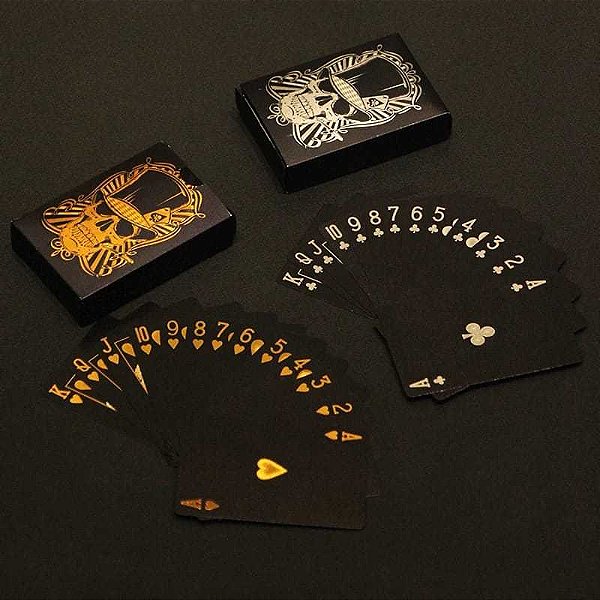 Baralho Caveira Prata ou Dourado Poker Truco Cartas Jogos MT031