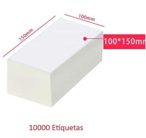 Etiqueta Térmica Bloco com 10.000 - Medida 10x15cm (100x150mm) Térmica Adesiva Branca para Envios E-Commerce