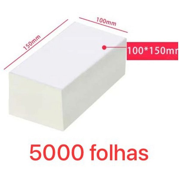 Etiqueta Térmica Bloco com 5.000 - Medida 10x15cm (100x150mm) Térmica Adesiva Branca para Envios E-Commerce