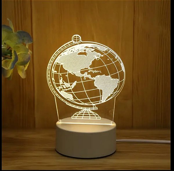 Luminária  Globo LED USB Acrílico e Plástico 20cm - DAM290