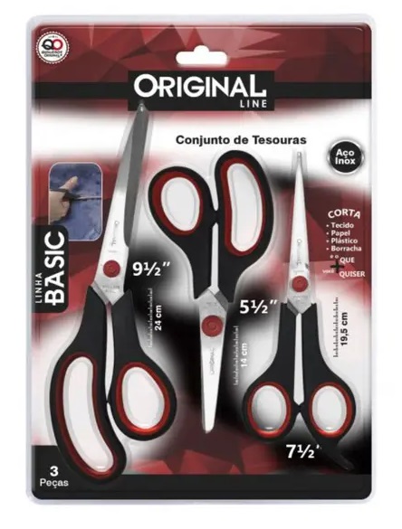 Kit 3 Tesouras Basic para Cabelo Original Line SL0082
