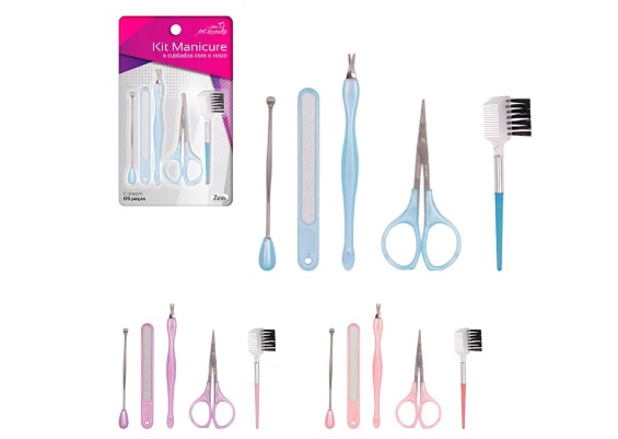 Kit Manicure e Cuidados Rosto 5pcs ZU2218- Envio Cores Sortidas