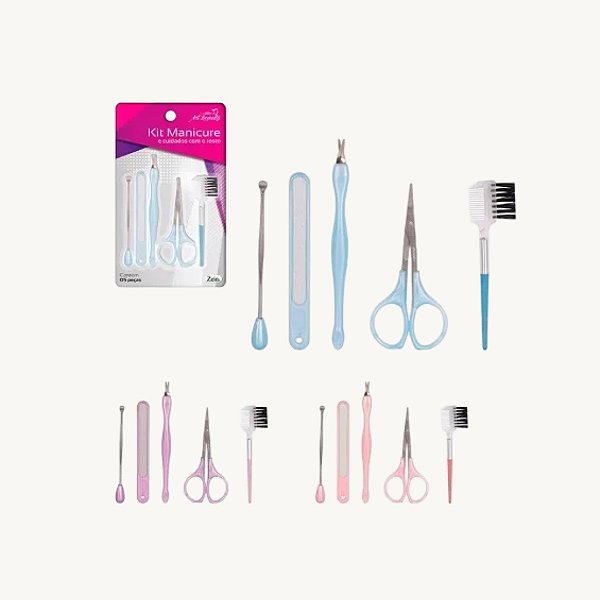 Kit Manicure e Cuidados Rosto 5pcs ZU2218- Envio Cores Sortidas