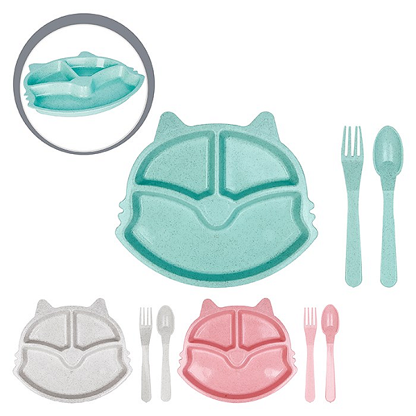 Kit Refeição Infantil 3 Peças de Fibra de Bambu - ZUN0411