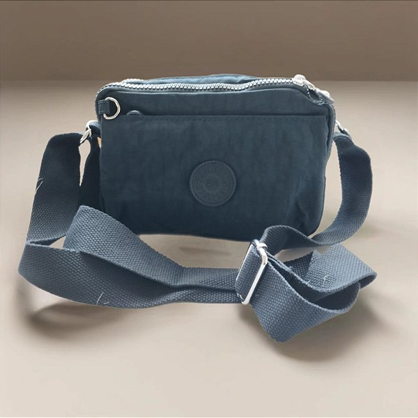 Bolsa Feminina Transversal Nylon para passeios tiracolo estilo Kipling 5 aberturas de ziper 22x15cm  - 20172