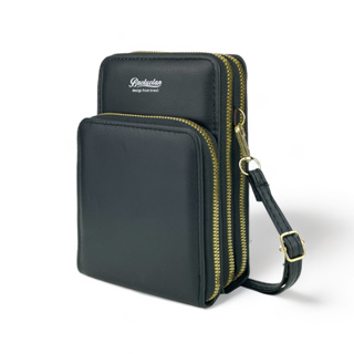 Bolsa Feminina Carteira Porta Celular 3 Divisorias Transversal 3 Ziper Fechado Mini Bag - 20326