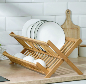Escorredor de Pratos de Bambu com Divisórias - 43cmx34cm - HM6723