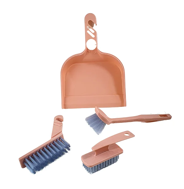 Kit de Limpeza de Plástico com 1 Pá + 3 Escovas Multiuso 4 Peças BC23153