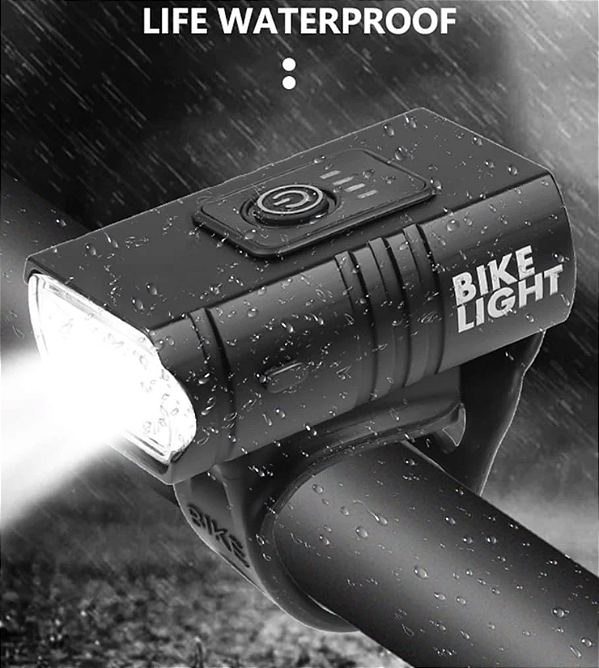 Luz Forte Farol Lanterna Bicicleta T6 Duplo 2*600 Lumens Led Com Zoom 3 Focos 5 Modos Recarregável - MTBK02