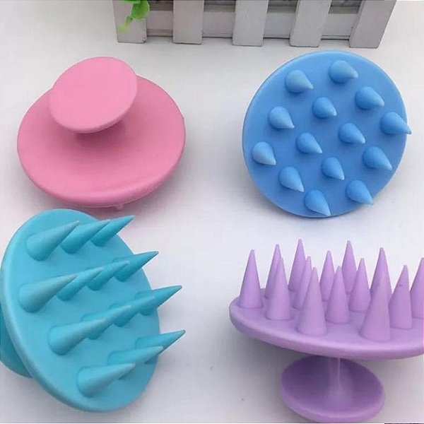 Escova de Massagear o Couro Cabeludo de Silicone/Massageadora - CORES SORTIDAS