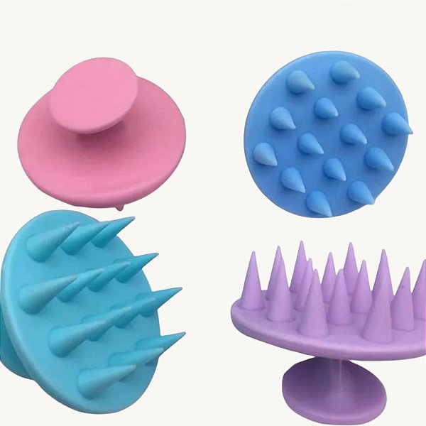 Escova de Massagear o Couro Cabeludo de Silicone/Massageadora - CORES SORTIDAS