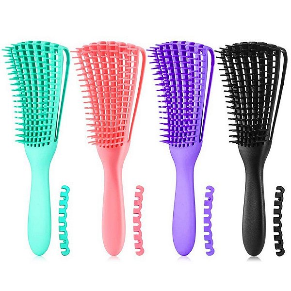 Pente de Cabelo Escova Polvo Multifuncional Cachos Fácil Desembaraço - CORES SORTIDAS