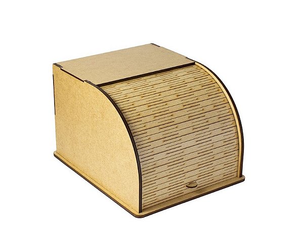Porta Pão Caixa Sanfonada de MDF Madeira Tampa Corrediça - Porta Pão, Biscoitos, Bolos 27x22x18