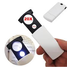 Lupa 2 em 1 Ampliação 20x/45x Portátil Mão Bolso Para Leitura 92045