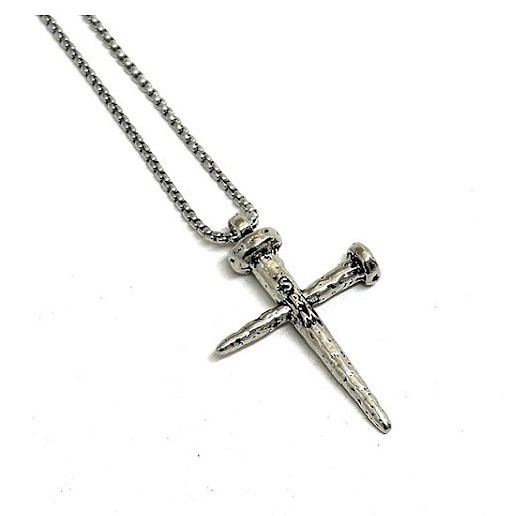 Colar Crucifixo Cruz PRATA  Pingente em Metal Zamac Crucifixo Aço Premium - 70cm - COR08