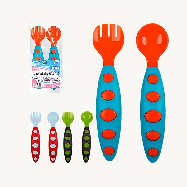 Garfo e Colher Baby BPA Free Plástico - ZUN0636