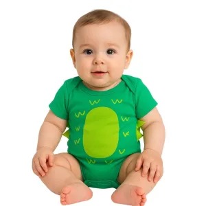 Body Bebê Temático Dino Com Crista Suedine 100% Algodão.