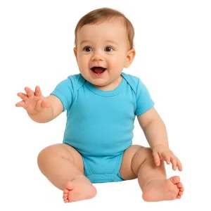 Body Bebê Liso cor Azul 100% Algodão.