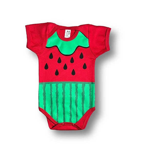 Body Bebê Temático Melancia 100% Algodão.