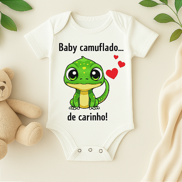Body Personalizado Bebê Camuflado de Carinho