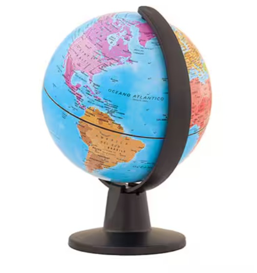 Globo Terrestre 25cm Plástico Ideal para Estudo e Decoração
