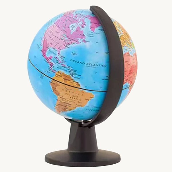 Globo Terrestre 25cm Plástico Ideal para Estudo e Decoração