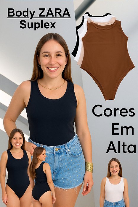 Body Feminino Regata Suplex Premium Gola Arredondada Casual Básica