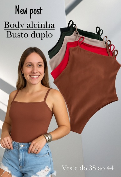 Body Básico Alcinha Alça Fina Suplex Forro Duplo Lisa Básica