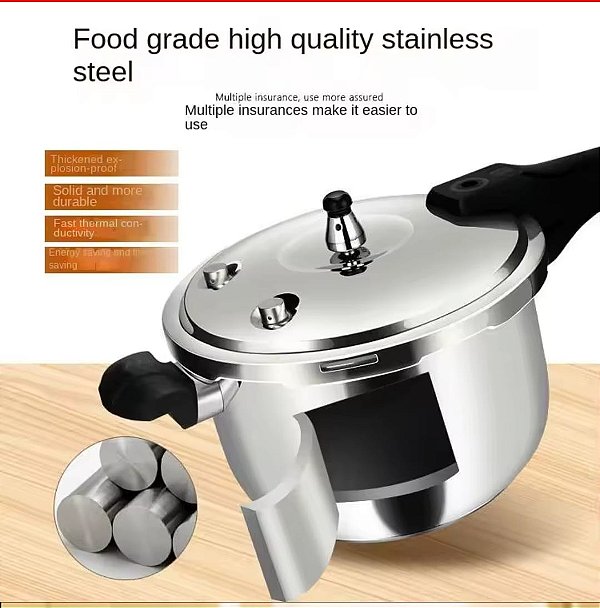 Panela de Pressão em Inox 7 Litros - 24cm Para todos Fogões - AG8530