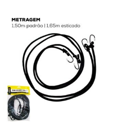 Cabo Elástico com Gancho 2 Peças - 1,5 Metros  - FMA156