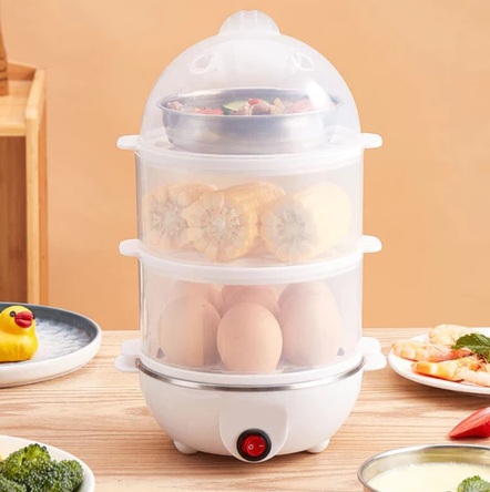 Maquina Eletrica Cozedor Ovos Vapor Egg Cooker Tripla Camada